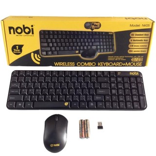 Nobi Wireless 2.4G Combo Keyboard + Mouse ชุดคีย์บอร์ด และเมาส์ไร้สาย (สีดำ)#964