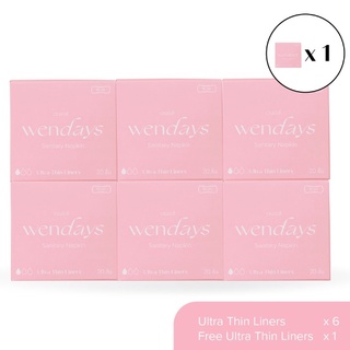 WENDAYS Ultra Thin Liners 15cm ( 1 กล่อง บรรจุ 20 เเผ่น ) 6 กล่อง แถม 1