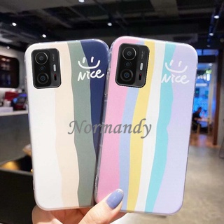 เคสโทรศัพท์ In Stock Xiaomi 11T Pro Mi 11 Lite 5G NE Mi 10T Pro NEW Soft Casing Rainbow Stripe Silicagel TPU Phone Case Xiaomi 11T Pro 5G Shockproof Back Cover เคส