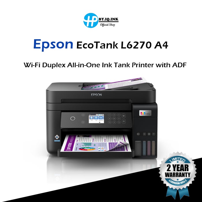 Epson Ecotank L6270 A4 Wi Fi Duplex All In One Ink Tank Printer With Adf ประกัน 2ปี Hpbyiqink 8561