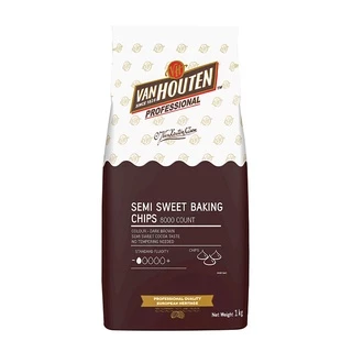 ดาร์ค ช็อคโกแลตชิพ ตรา แวน ฮูวแตน 1กก. Van Houten Semi Sweet Baking Chips 1kg