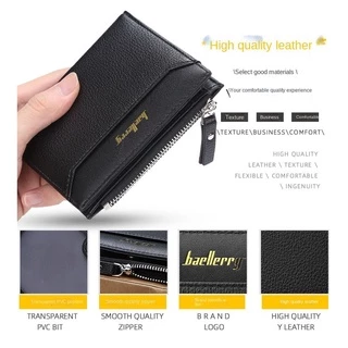 Baellerry กระเป๋าสตางค์หนัง PU สําหรับผู้ชายแบบสั้นสไตล์เกาหลี Multi-Card License Holder Gold Logo RFID