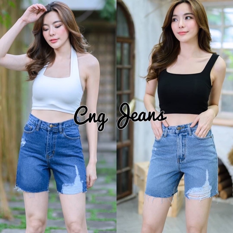 กางเกงยีนส์ ขา3ส่วน เอวสูง งานฟอกสวยมาก มีถึงBig Size งานป้าย Cng jeans