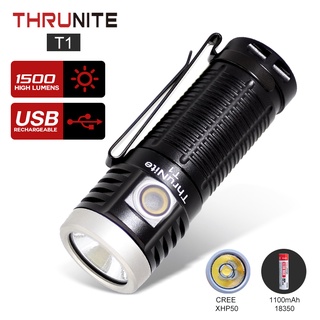 Thrunite T1 ไฟฉายมือถือ 1500 Lumens ฝาท้ายแม่เหล็ก ชาร์จ USB EDC หรี่แสงได้ ของแท้