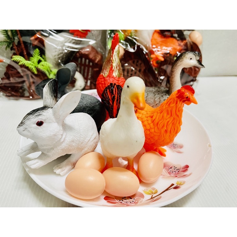 โมเดลสัตว์ในฟาร์ม 6 ตัว ไก่เทพ 🐓🦢🐇🐇🐓ของเล่น