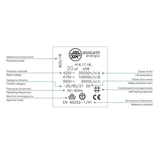 DUCATI คอนเดนเซอร์แบบสาย 4uf x450v - 20uf - 450v ** แบบขั้วสาย ** คาปาซิเตอร์ MADE IN ITALY