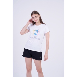 เสื้อยืดผ้าฝ้ายระบายอากาศPaul Frank เสื้อยืด PFGLTSSP2103 WOMENS TEESHIRT BASIC LOGO HOLOGRAM SถูกสุดๆS-5XL