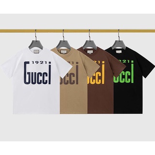 เสื้อยืดแขนสั้น ผ้าฝ้าย พิมพ์ลาย Gucc แฟชั่นสําหรับผู้ชาย และผู้หญิง