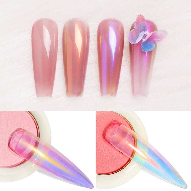 Monja ผงกลิตเตอร์ นีออน สําหรับตกแต่งเล็บ แป้งกระจก แปรงฟองน้ำ mirror powder - รูปที่ 3