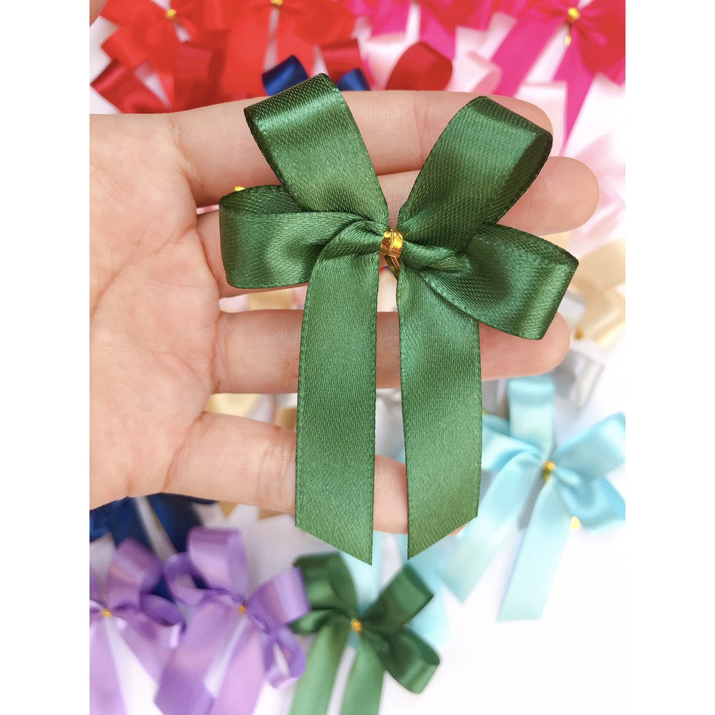 สีเยอะกว่าในรูป 💗โบว์จิ๋วสำเร็จรูป ติดของขวัญ  ติดของชำร่วย รุ่นมินิ งานแฮนด์เมด - รูปที่ 4