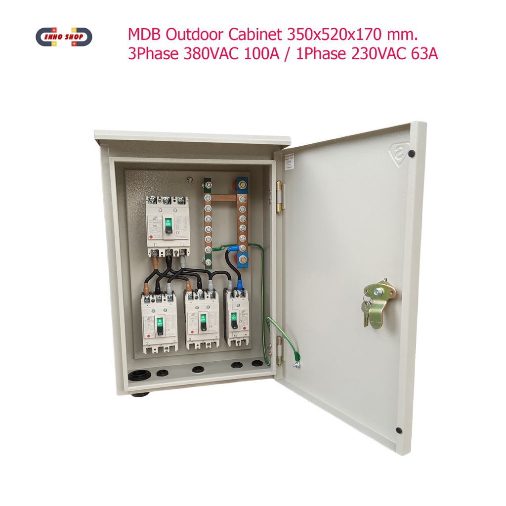 MDB Outdoor Cabinet 350x520x170 mm.  3Phase 380VAC 100A / 1Phase 230VAC 63A     ตู้จ่ายไฟฟ้ากันน้ำ  