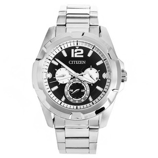 CITIZEN Quartz Mens Watch Black Dial Stainless รุ่น AG8330-51E - Silver/Black-White