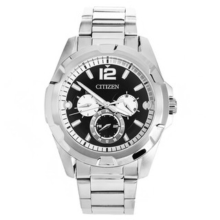 CITIZEN Quartz Mens Watch Black Dial Stainless รุ่น AG8330-51E - Silver/Black-White