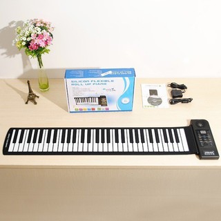 Ready Stock  PU61S เปียโนไฟฟ้าแบบพับม้วนได้ 61คีย์ เปียโนพกพา Konix Electronic Roll-up Piano VyYM