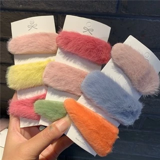 กิ๊บติดผม ขนฟู น่ารัก สีสันสดใส ขนาดใหญ่ 8.5cm. กิ๊บผม กิ๊บเกาหลี