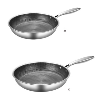 ♠℡Stainless Steel Material Frying Pan Non-stick Pot Cookware 2 Sizes Choose Fried Steak Pot Saucepan Honeycomb Kitchenwa