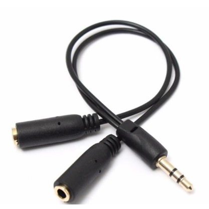 สายแยก สัญญาณเสียง เข้า 1 ออก 2 ( 3.5mm Jack 1 in 2 Couples Audio Line Earbud Headset Y Splitter Cable )