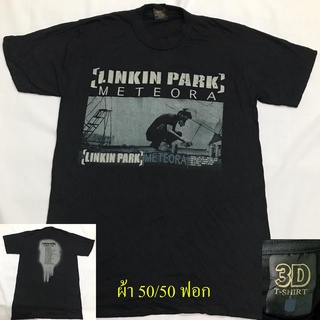 เสื้อยืดครอปเสื้อยืดแขนสั้น วง Linkin Park ผ้าบาง50/50 ตะเข็บเดี่ยวบนล่าง ฟอกสีเฟดให้ดูเหมือนเสื้อวินเทจS-5XL