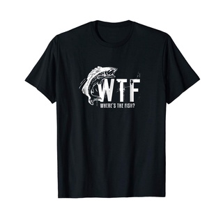 เสื้อยืด พิมพ์ลาย Wtf WhereS The Fish  S Funny Fishing สีดํา สําหรับผู้ชาย 723045 S-5XL