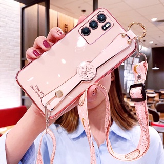 เคสโทรศัพท์มือถือ พร้อมสายคล้องคอ และสายคล้องไหล่ หรูหรา สําหรับ OPPO Reno 7 5G 7Z 6Z A16 A93 A76 A96 Reno 6 Pro