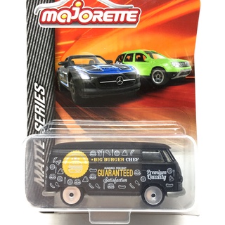 Majorette Volkswagen T1 - Big Burger - Matte Series - Black Color /Wheels VIN /scale 1/59 (3 inches) Long Package