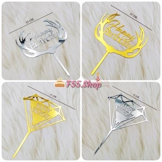 ป้ายอะคริลิค Happy birthday ป้ายแต่งเค้ก ป้ายHBD // 🛒สินค้าพร้อมส่งนะคะ🛒