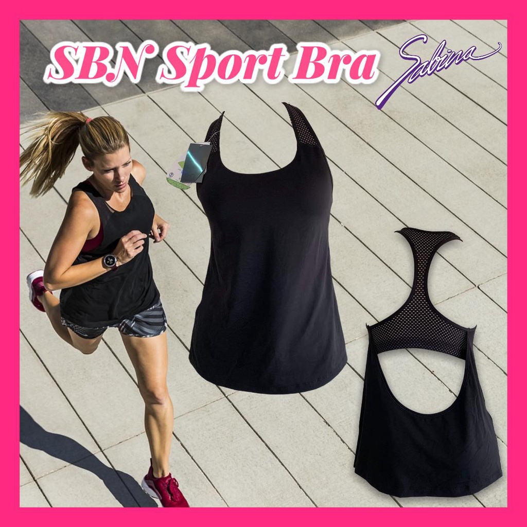 Sabina เสื้อชั้นใน Sport Bra รุ่น Sbn Sport (สีดำ) (ไม่มีโครง แบบสวมเต็มตัว) SPP4 สื้อกีฬาผู้หญิง ชุดออกกำลังกาย