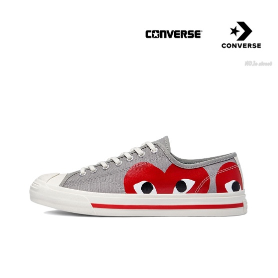 Comme des Garcons Play x Converse Jack Purcell LOW Grey Red Rei Kawakubo ของแท้ 100% แนะนำ