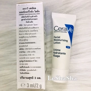 🔥ส่งทันทีได้‼️ผลิตฝรั่งเศส🔥Cerave PM เซราวีพีเอ็ม Cerave Facial Moisturising Lotion PM โลชั่นบำรุงผิวหน้า ขนาด 3 ml.