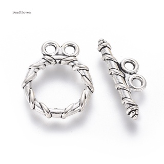 Beadthoven 20set Tibetan Style Alloy Toggle Clasps Toggle Clasps Lead Free and Cadmium Free Round Antique Silver about 18mm long 15mm wide about 20mm long 2mm wide hole: 2mm