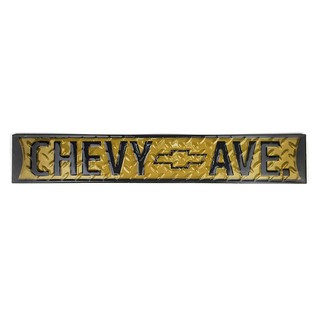 ป้ายสังกะสีวินเทจ Chevy AVE (ปั๊มนูน)