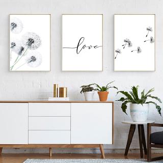 Dandelion Painting Black White Poster Print Nordic Minimalist Landscape Poster Wall Art Living Room Love Pictures No Framed