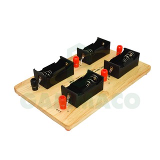 กล่องถ่าน D บนฐานไม้ - 4xD Battery Holder Wooden Base [2010215]