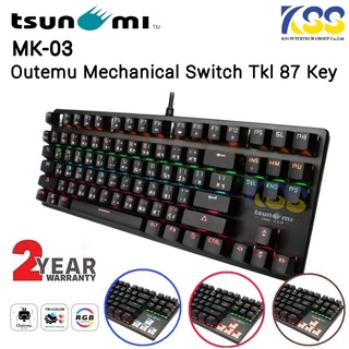 🚀9.9💥ส่งชัวร์ส่งไว🚀คีย์บอร์ดเกมมิ่ง TSUNAMI MK-03 MECHANICAL RGB TKL 87Key3สวิตซ์ Blue/Red/Brown ของแท้100%🙏