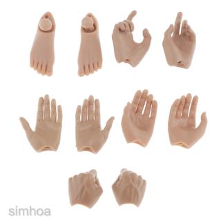 [SIMHOA] 5 Pair Scale Male Action Figure Hands Suit for 12 Male Doll Parts Normal Skin