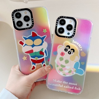 【ชินจังจอมแก่น】casetify ฟิล์มอะคริลิคเลเซอร์ กันตก หลากสี สําหรับ iPhone 13 Pro Max 12 14 Pro Max XR X XS Max 13 11 Promax 14max 14Pro