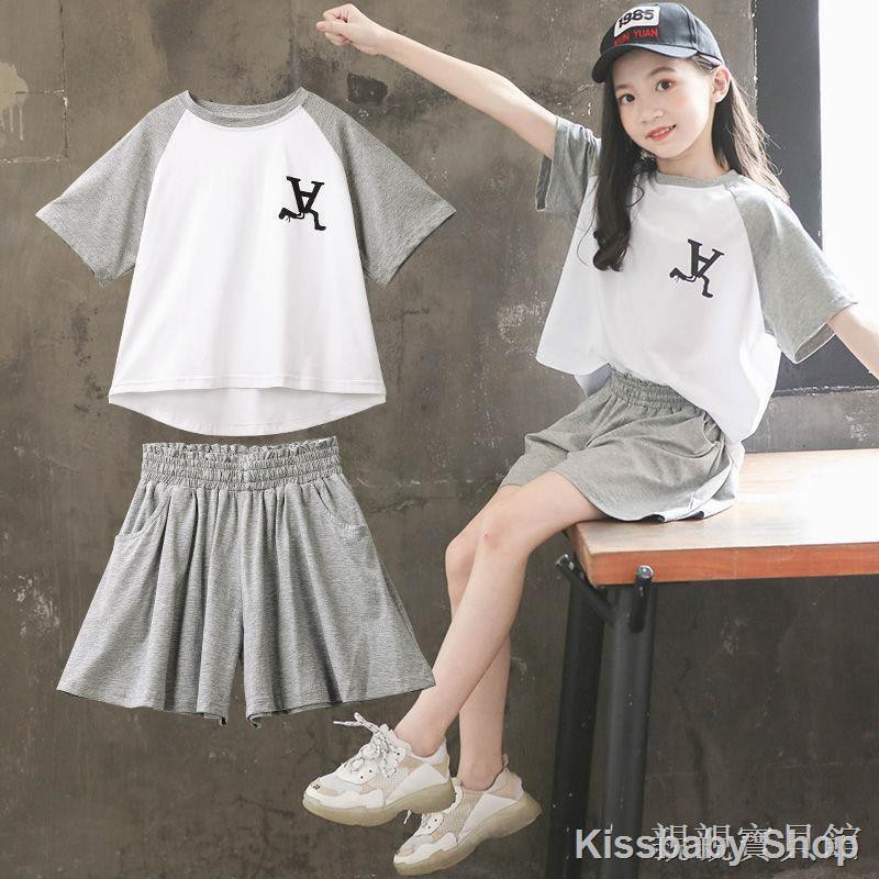 ชุดเสื้อผ้า แขนสั้น แฟชั่นฤดูร้อน สําหรับเด็กผู้หญิง 2020 4 5 6 7 8 9 10 11 12ขวบ