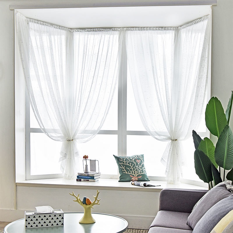 ผ้าม่านโปร่งแสง สีขาว แบบตีนตุ๊กแก ไม่เจาะไม่ใช้ราว ติดเองง่าย ⭐พร้อมส่งทันที⭐