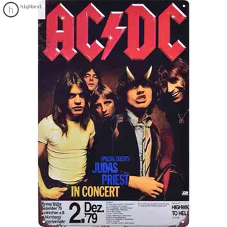 แผ่นป้ายโลหะดีบุก AC/DC สไตล์เรโทร สําหรับตกแต่งผับ บาร์ โรงรถ คลับ