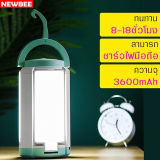 โคมไฟ3แฉกกางออกได้ สว่างส่องกว้าง ไฟฉุกเฉินLED ชาร์จไฟUSB พกพาได้ มีตะขอแขวน สีสันสดใส ความจุ 3600mAh ประหยัดพลังงาน