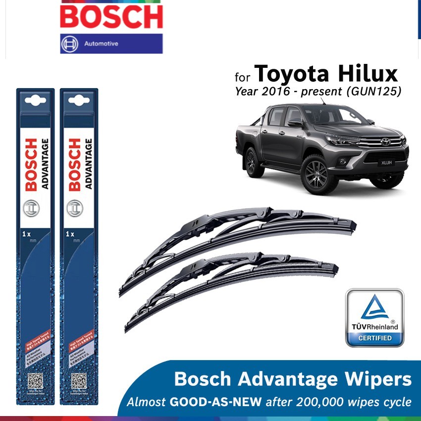 ชุดปัดน้ําฝน Bosch Advantage U Hook สําหรับ Toyota Hilux Revo Gun125 (22"+16")