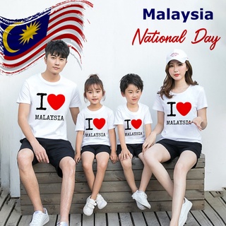 เสื้อยืด แขนสั้น พิมพ์ลาย I Love Malaysia สําหรับครอบครัว