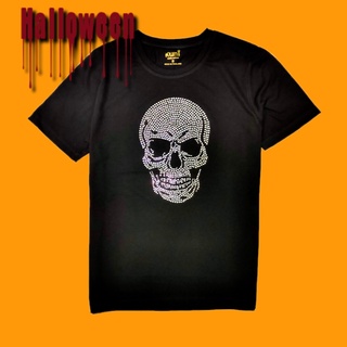 K84  Skull Head Halloween T-shirts เสือยืดฮาโลวีนแต่งเพชรลายกระโหลก by Kunibrand