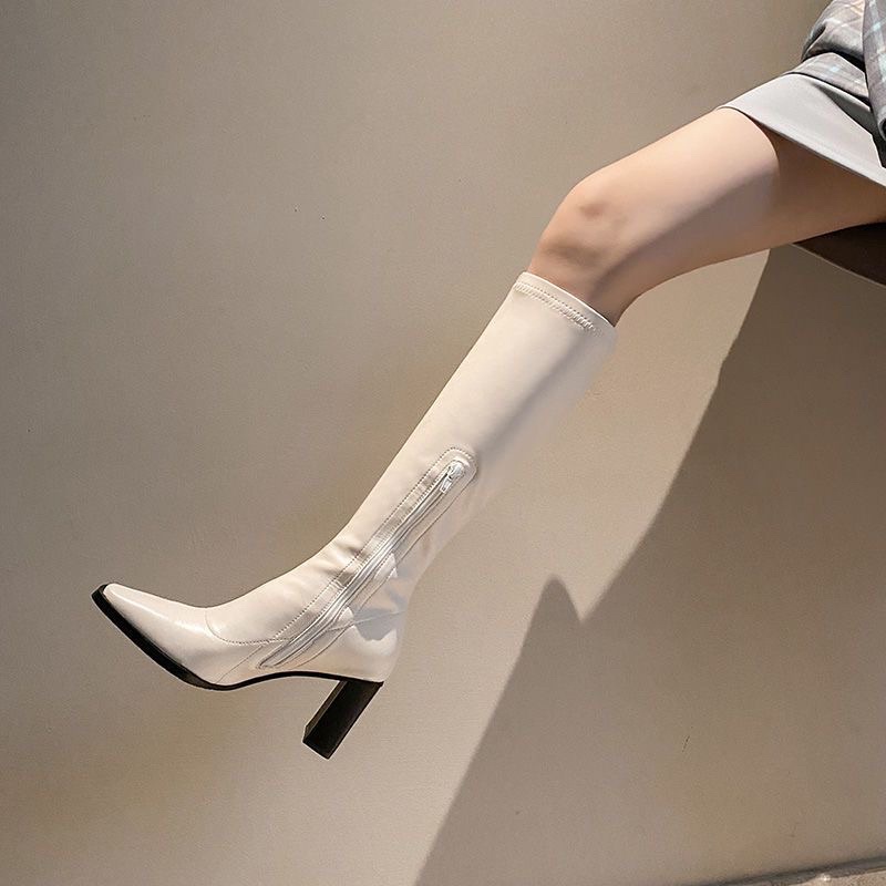 Chole G: Ive Long Boots รองเท้าบูทยาว รองเท้าพริตตี้ หนังpu premium มีซิป ส้นสูง 8cm(SH0013)
