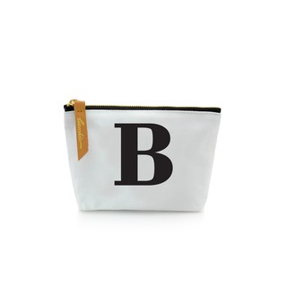 กระเป๋าผ้าลายอักษร ALPHABET  Pouch Coin Bag  WHITE  B