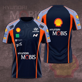 เสื้อยืดแขนสั้นลําลอง พิมพ์ลาย Hyundai Shell Mobis Hyundai Motorsport OMP ขนาดใหญ่ แฟชั่นฤดูร้อน สําหรับผู้ชาย และผู้หญิง