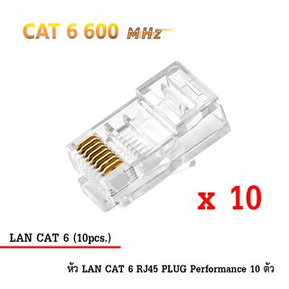 หัว LAN CAT 6 RJ45 PLUG High Performance (ตัวผู้ 10 ตัว)