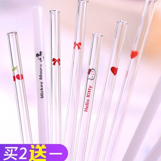 หลอดแก้ว*หลอดแก้ววิทยาศาสตร์* Creative Glass straw ทนความร้อนสูงอุณหภูมิโปร่งใสเครื่องดื่มน้ำผลไม้ฟางเครื่องดื่มฟางฟางหญ