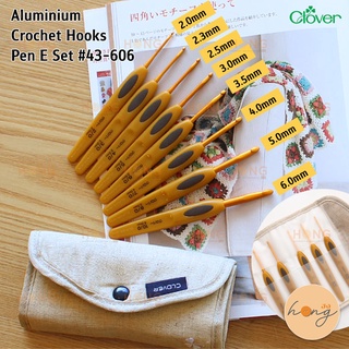 เข็มถักโครเชต์ Clover Aluminium Crochet Hooks Pen E Set #43-606