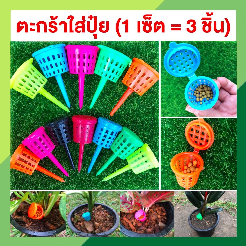 ตระกร้าใส่ปุ๋ย (1 เซ็ต = 3 ชิ้น) คละสี ตะกร้ากันปุ๋ยกระเด็น ถ้วยปุ๋ย ใส่ปุ๋ยออสโมโค้ด ปุ๋ยแคคตัส ปุ๋ยกล้วยไม้ ปุ๋ยบอนไซ